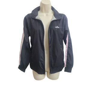 Y2K New Womens Spalding Black Windbreaker Jacket Small Water Resistant